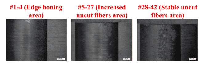 Evolution of the surface topography of the hole